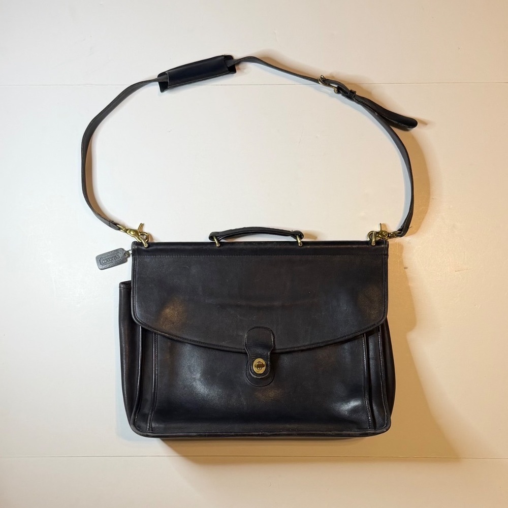 Vintage Coach Beekman Briefcase Black Leather Messenger Bag 041-4133 USA Made